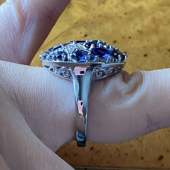 Natural Iolite Sterling Silver Cocktail Ring Size 7 - Picture 3 of 9